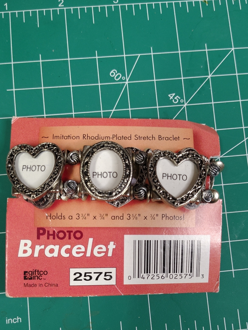 Silver-Tone Heart Photo Stretch Bracelet